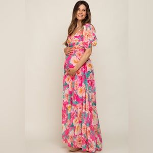 Pinkblush Floral Maxi Dress - Pink and Green